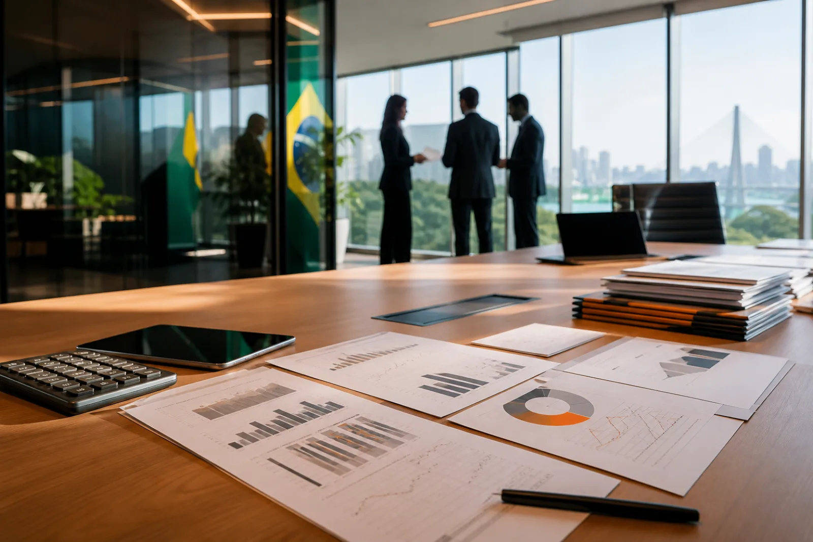Equipe executiva analisando dados para a adaptação da empresa à reforma tributária