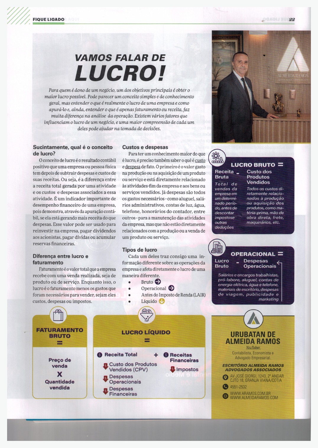 Página da revista Circuito: Vamos falar de lucro!